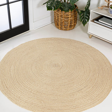 Zara Braided Coastal Cottage Round Jute Round Rug